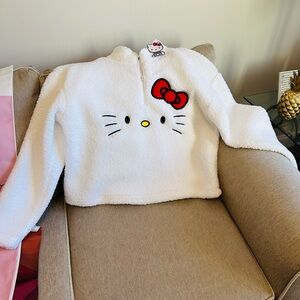 Brand New! Hello Kitty White Fleece Sweatshirt with Red Bow